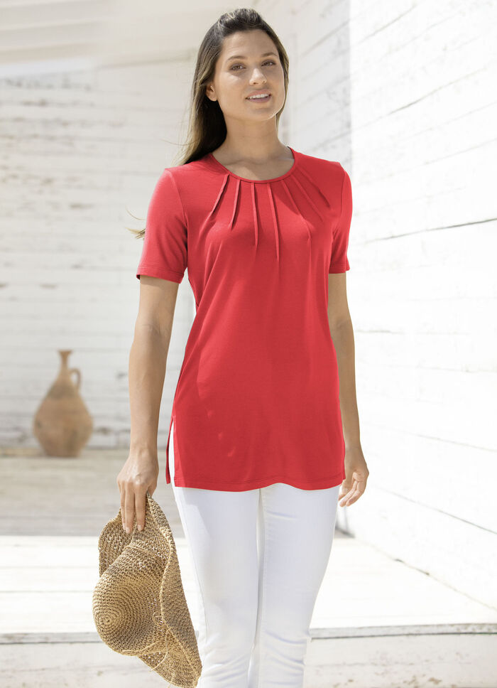 Unifarbene Shirt-Tunika KORALLE