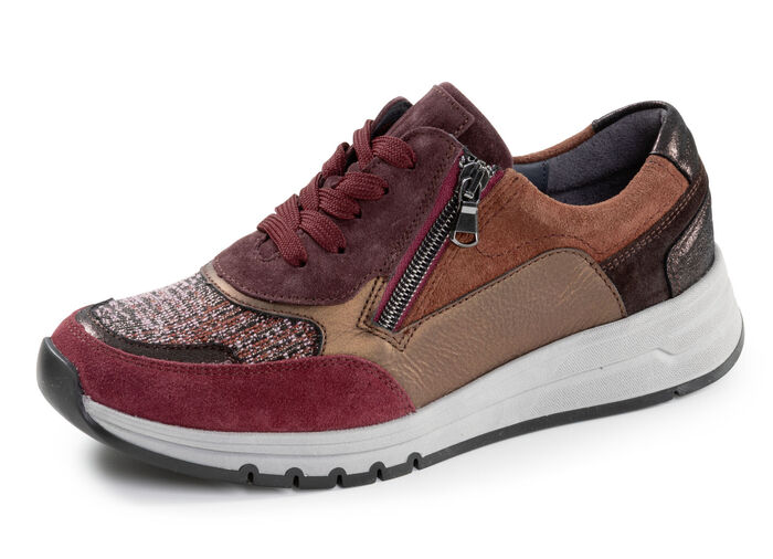 Waldläufer, bequeme Damen-Sneaker, Weite H, mit herausnehmbarem Fußbett BORDEAUX-BUNT