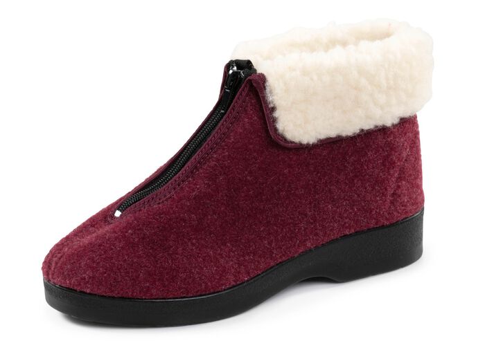 Haus-Stiefelette mit praktischem Front-Rei&szlig;verschluss BORDEAUX