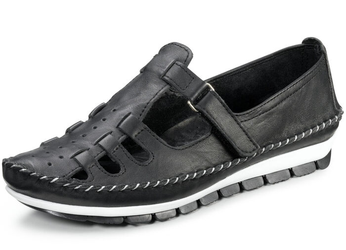 Gemini Mokassin-Slipper in sommerlichem Design SCHWARZ