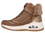 SKECHERS, gef&uuml;tterte Damen-Boots, Winterschuhe, mit flauschigem Pl&uuml;schkragen BRAUN
