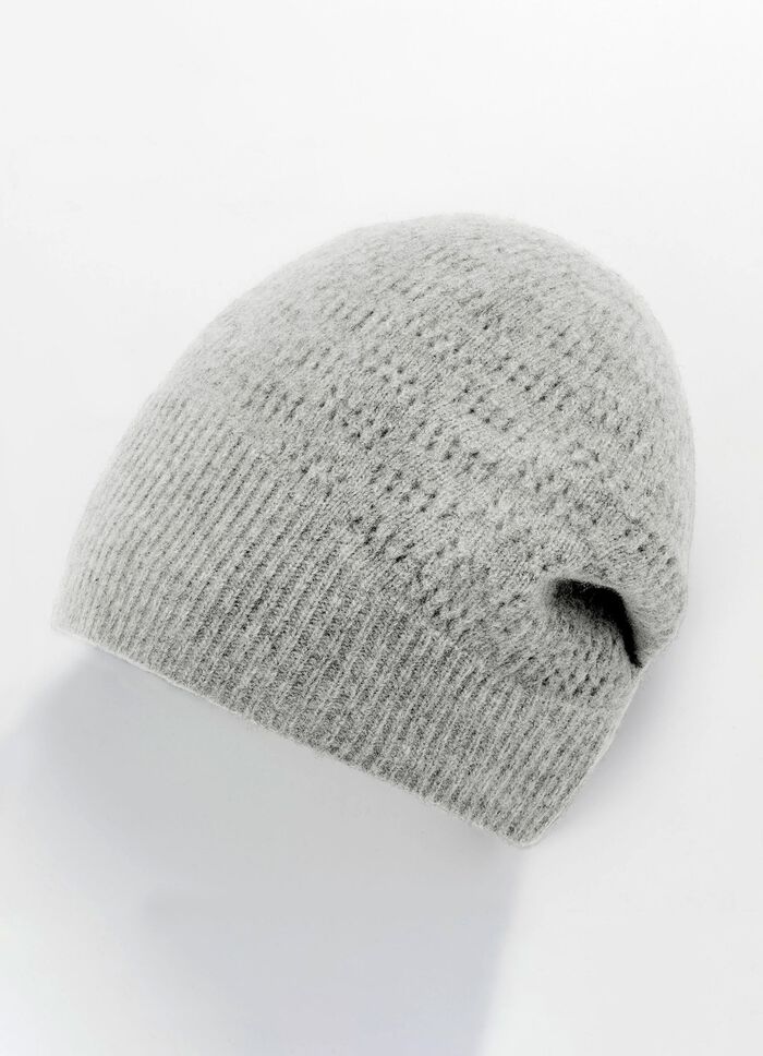 Seeberger, Damen-Walkmütze, mit Ajoumuster  GRAU