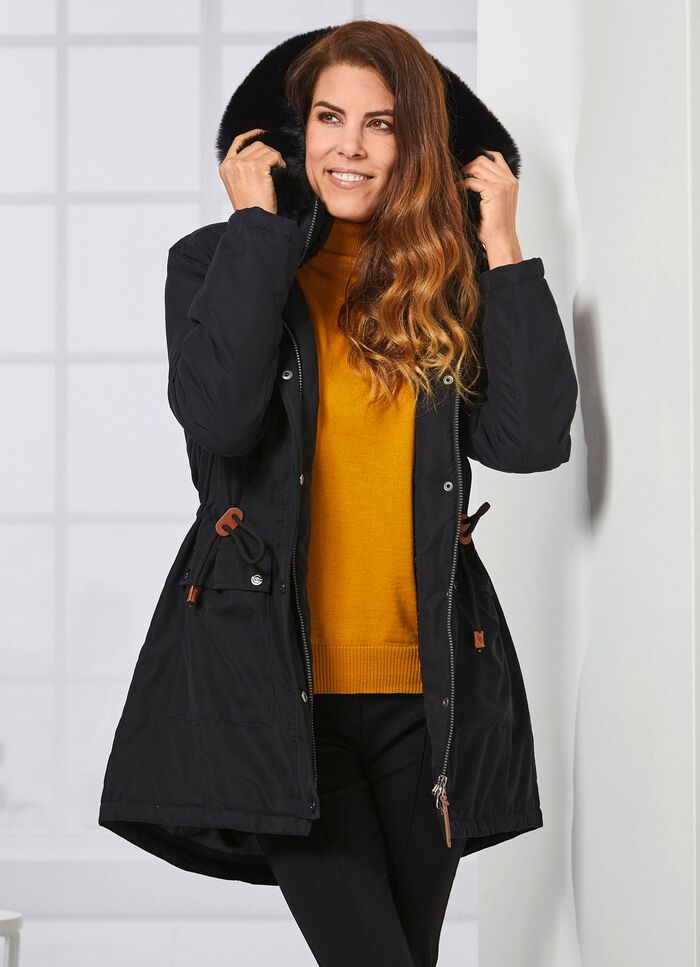 Parka mit Pl&uuml;sch-Innenausstattung in der Kapuze 