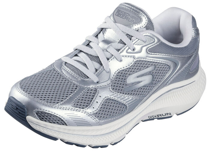 SKECHERS Schnür-Sneaker aus Metallicleder SILBER-GRAU