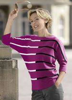 Pullover in Streifendessin BEERE-SCHWARZ-WEISS