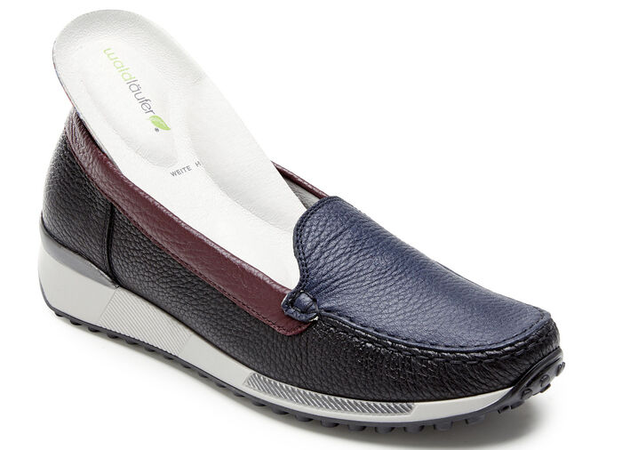 Waldläufer Mokassin-Slipper aus edlem, weichem Hirsch-Nappaleder SCHWARZ-MULTI