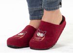 Klassische Damen-Hausschuhe, aus Filzmaterial GRANATROT