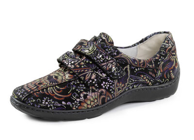 Waldläufer, bequeme Damen-Slipper, Weite H, mit herausnehmbarem Fußbett 