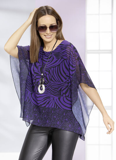 Poncho-Tunika mit Bordüren-Druck 