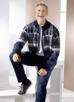 Jacke mit Jacquarddessin MARINE-ECRU-BLAU