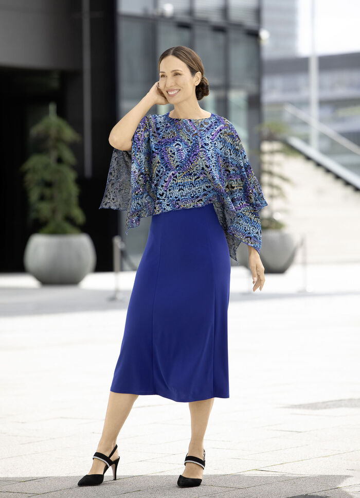 Kleid, 2-tlg. mit abnehmbarem Ponchoüberwurf 