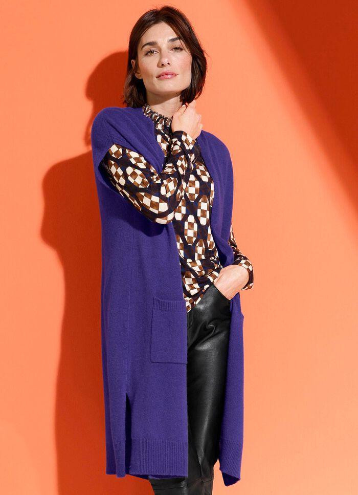 Long-Strickweste aus Kaschmir ROYALBLAU