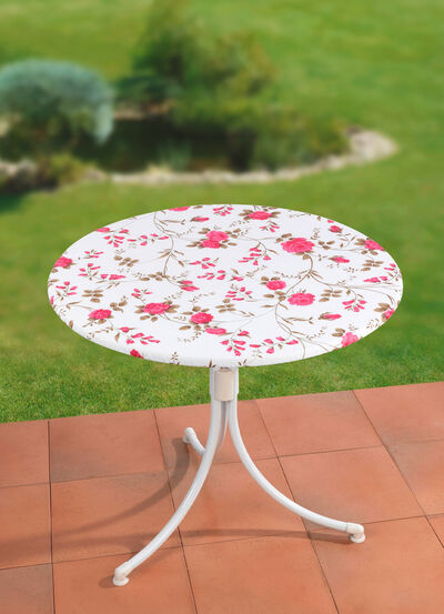 Spann-Tischdecke mit Rosen-Dessin 