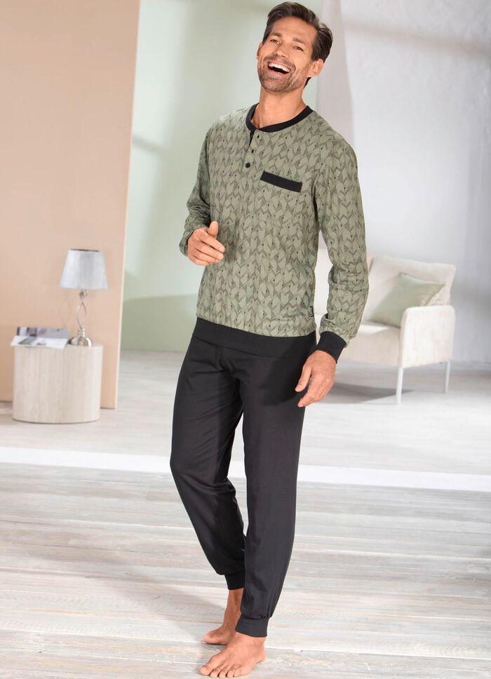 Comte Schlafanzug mit Knopfleiste und B&uuml;ndchen 