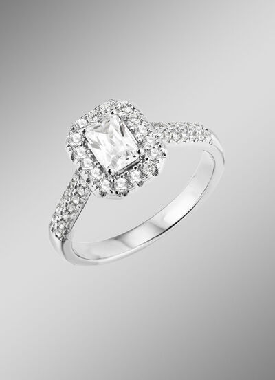 Eleganter Damenring mit synth. Zirkonia 