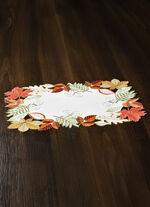 Herbstliche Tisch- und Raumdekoration mit Blattmotiven WEISS-BUNT