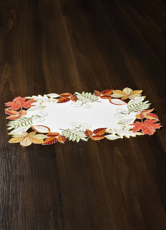 Herbstliche Tisch- und Raumdekoration mit Blattmotiven WEISS-BUNT