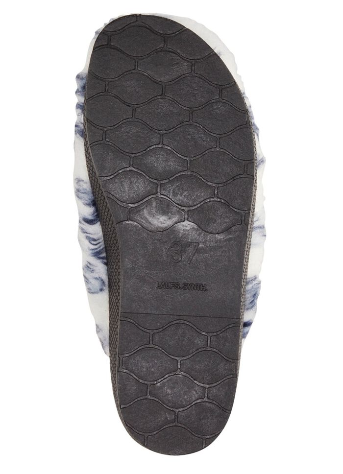 Pantoffel aus bedrucktem Pl&uuml;schmaterial 