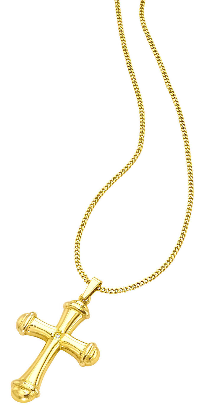 Sch&ouml;n ausgearbeiteter Kreuz-Anh&auml;nger mit Diamant 
