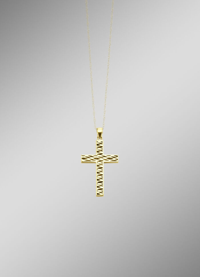 Beidseitig tragbarer Kreuz-Anhänger mit synth. Zirkonia 