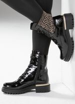 Rieker, stylische Damen-Stiefeletten, Winterschuhe, mit Rei&szlig;verschluss SCHWARZ-GOLD