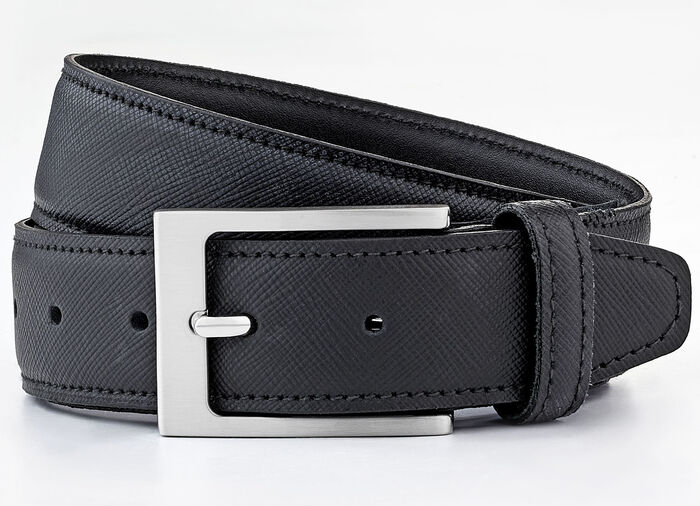 Klassischer Herren-Gürtel aus Leder, 3,5 cm breit SCHWARZ