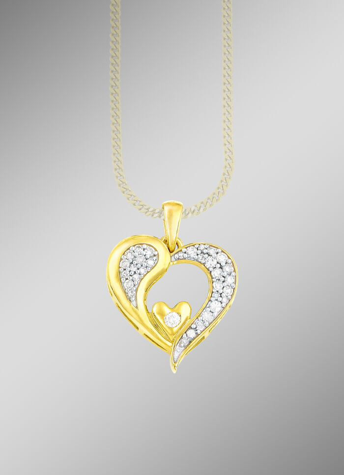 Romantischer Herz-Anhänger mit Diamanten 