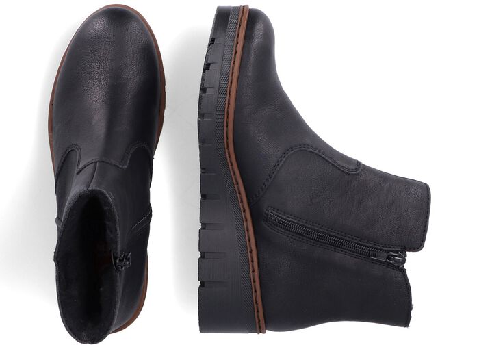 Rieker, gef&uuml;tterte Damen-Stiefeletten, Winterschuhe, mit Rei&szlig;verschluss SCHWARZ