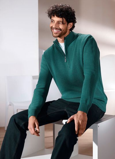  Unifarbener Stehkragenpullover in 3 Farben 