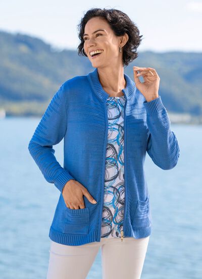 Strickjacke mit Strukturstreifen 