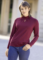 Shirt mit Stehkragen in 2 Farben BORDEAUX