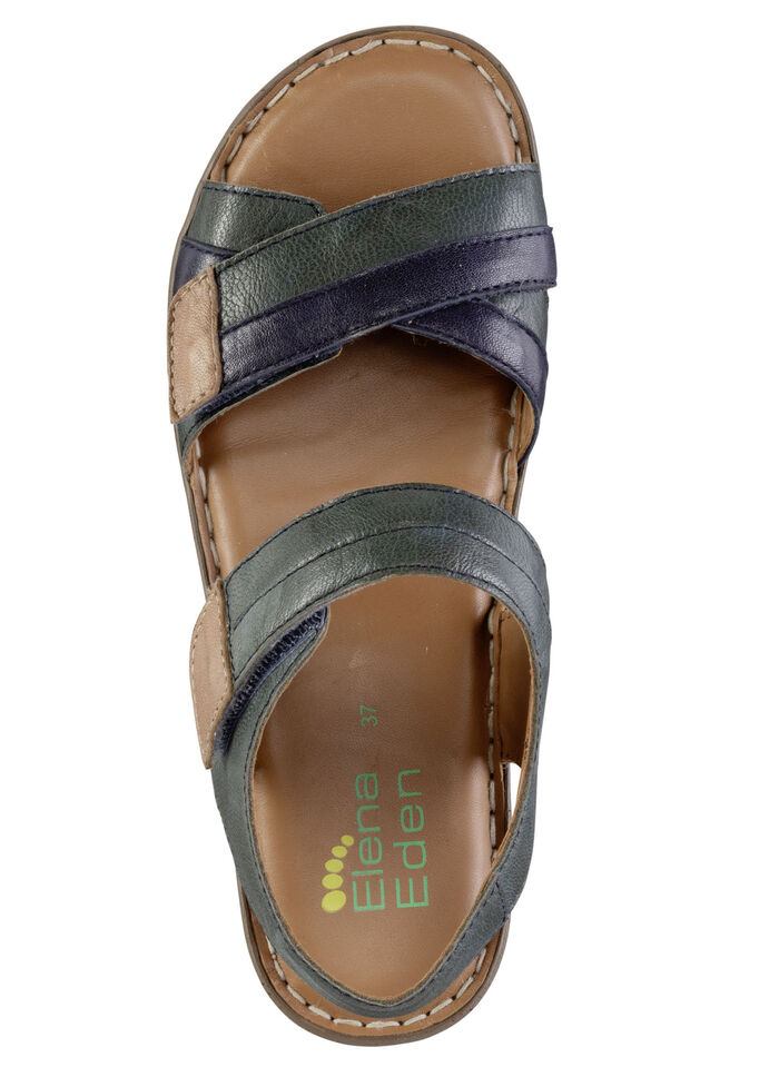 ELENA EDEN Sandale aus Nappaleder mit Kontrastbesätzen PETROL-BLAU