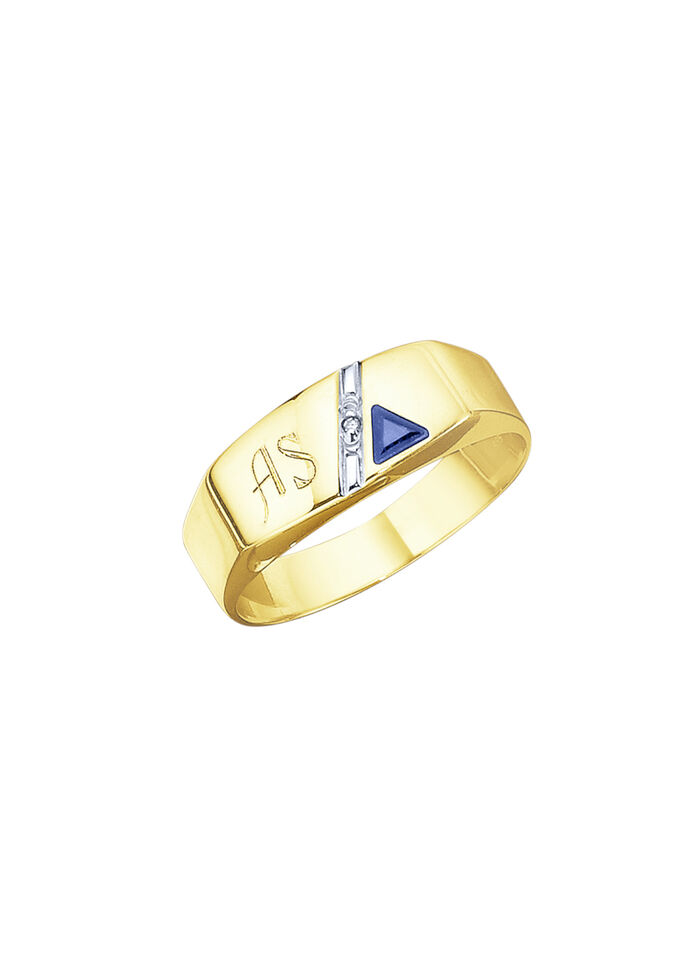 Herrenring mit Diamant und Safir 