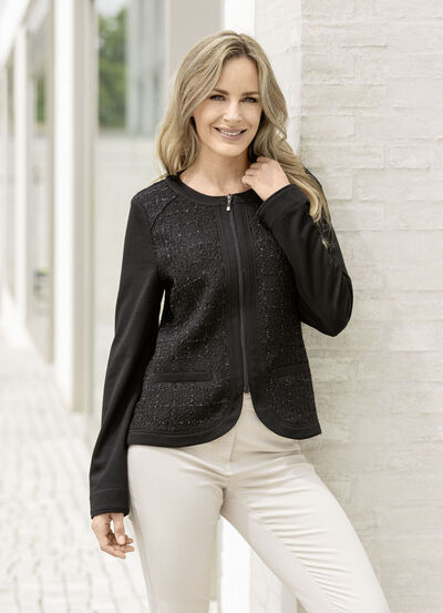 Blusenjacke mit dekorativer Blende 