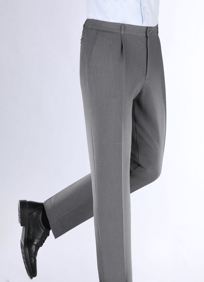 "Klaus Modelle"-Hose mit Bundfalten in 3 Farben MITTELGRAU MELIERT