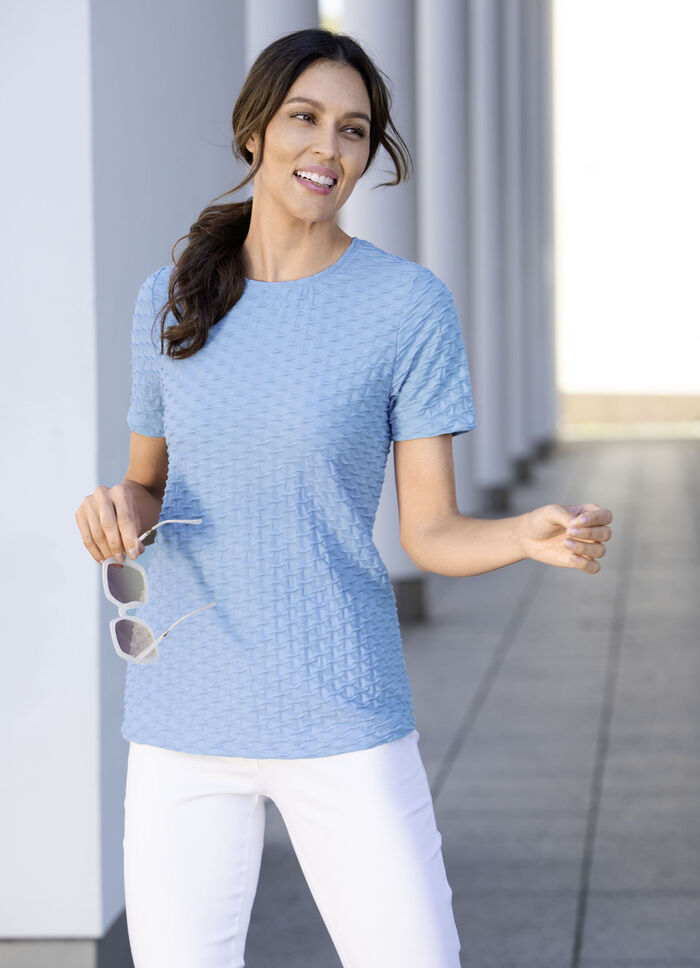Shirt mit interesanter Struktur in 3 Farben BLEU