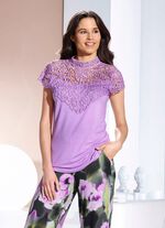 Shirt mit aufwendiger Spitzenverarbeitung in 2 Farben LILA