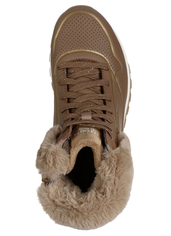 SKECHERS, gefütterte Damen-Boots, Winterschuhe, mit flauschigem Plüschkragen BRAUN