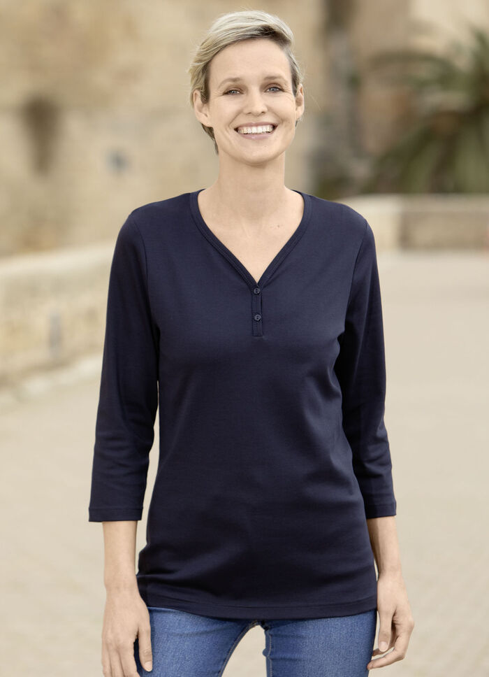 Shirt mit kurzer Knopfleiste