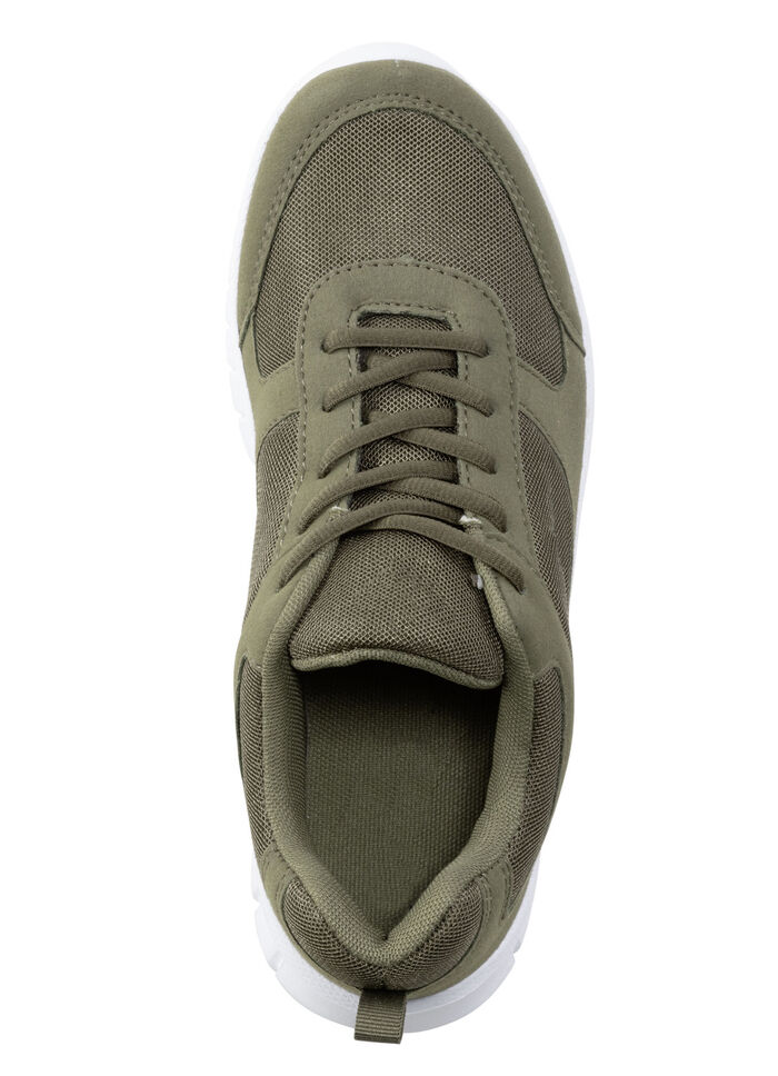 Schnür-Sneaker aus Synthetik und weichem Textilmaterial OLIV