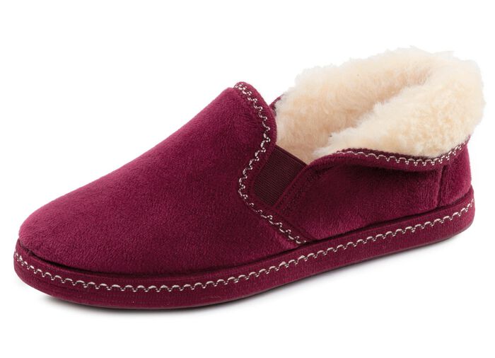 Laurina, warme Damen-Hausschuhe, mit Gummizug BORDEAUX