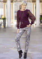 Shirt mit langen, plissierten Chiffonärmeln BORDEAUX