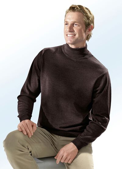 Rollkragenpullover in 3 Farben mit Rippenstrick-Abschlüssen 