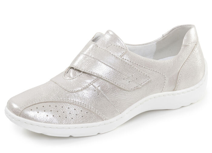 Waldläufer, bequeme Damen-Slipper, Weite H, mit herausnehmbarem Fußbett CHAMPAGNER