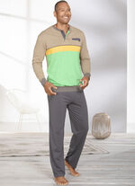 Schlafanzug mit Knopfleiste und offenen Beinabschlüsen 