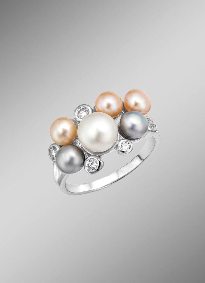 Perlenglanz und strahlende Eleganz: Damenring mit S&uuml;&szlig;wasser-Zuchtperlen 
