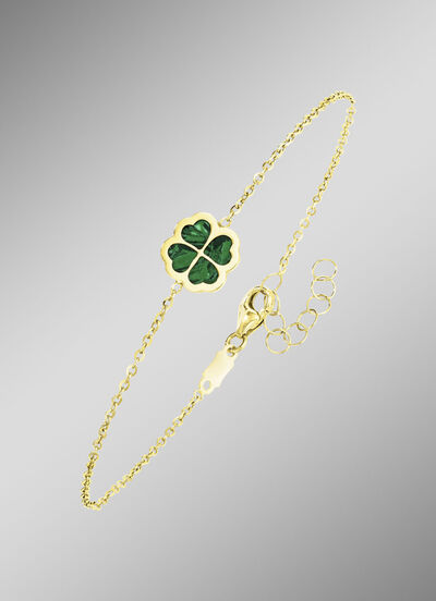 Zartes Glück – Armband mit Malachit-Kleeblatt  Zartes Glück – Armband mit Malachit-Kleeblatt