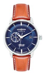 Zeppelin-Automatik-Herrenuhr mit Edelstahlgeh&auml;use und Lederband 