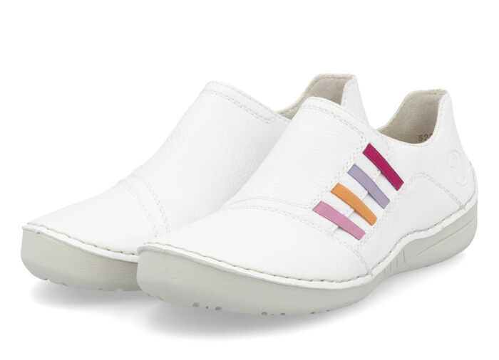 Rieker Slipper mit bunten Elastikbändern WEISS