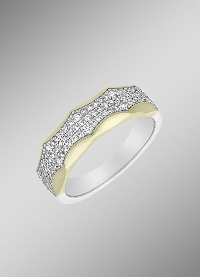 Raffiniertes Design – Damenring mit synth. Zirkonia 